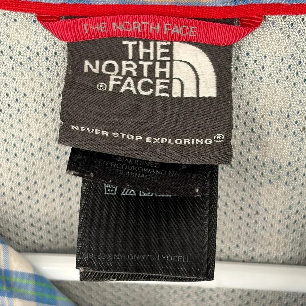 The North Face Mens Blue Green Plaid Short Sleeve Button Down Shirt Medium